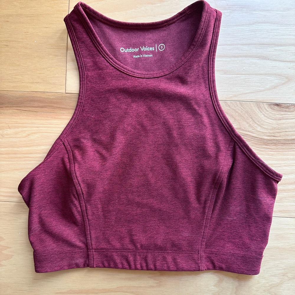 Outdoor voices maroon workout bra, small
